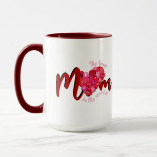 Caneca A Melhor Mãe Rosas Vermelhas Coração Script