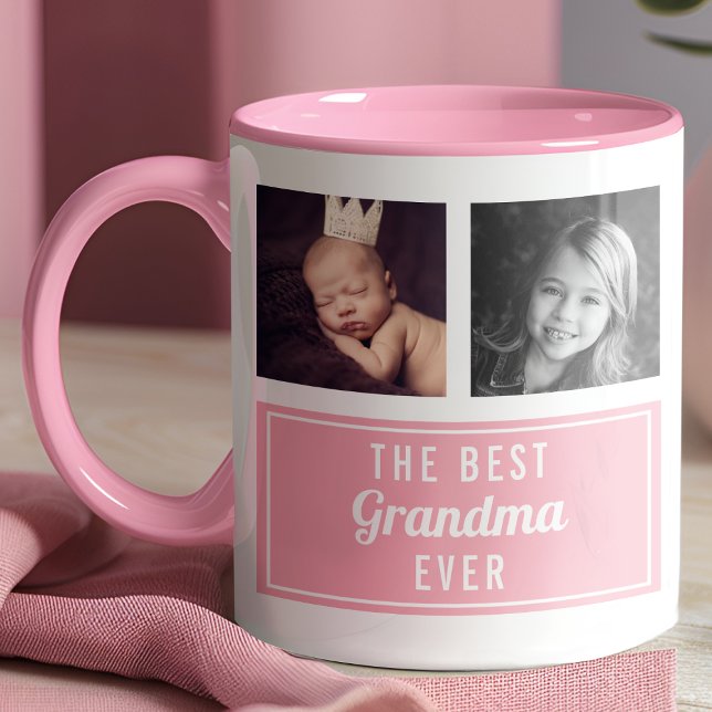 Caneca A Melhor Vovó Alguma Vez Rosa Collage Foto (Criador carregado)