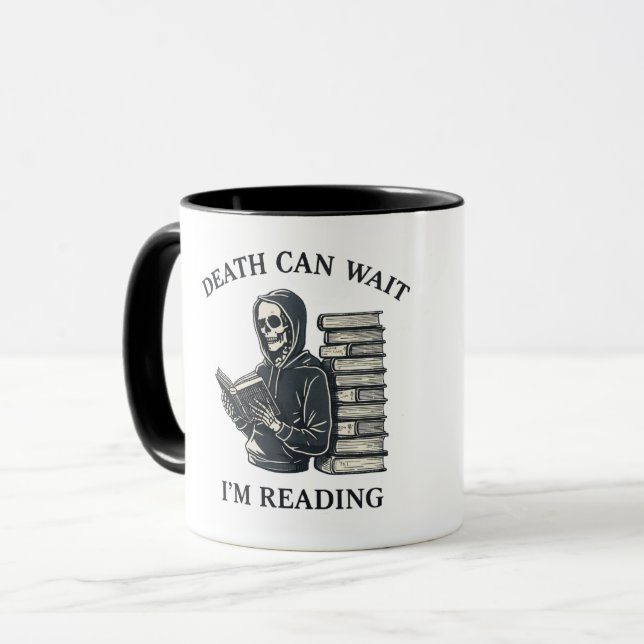 Caneca A Morte Pode Esperar Estou Lendo (Frente Esquerda)