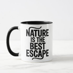 Caneca A Natureza É A Melhor Fuga Design de Citação ao Ar
