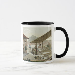 Caneca A oficina da carpintaria em Kupang, Timor, chapeia