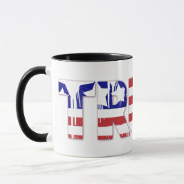 Caneca A palavra Confiança com Bandeira Patriótica Americ