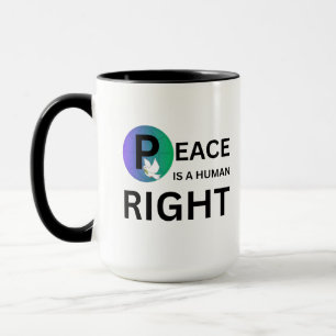 Caneca A Paz é um Direito Humano   Símbolo de Pomba e Ter