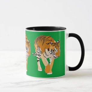Caneca A pintura de passeio de Digitas do tigre agride