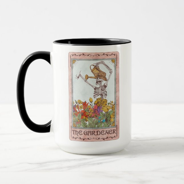 Caneca A Placa De Tarot Do Jardineiro Flói Um Esqueleto E (Esquerda)