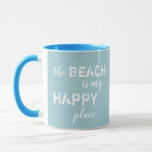 Caneca A Praia é o meu lugar feliz Café Mug Drinkware