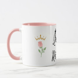 Caneca A Rainha aposentou-se com rosa e coroa
