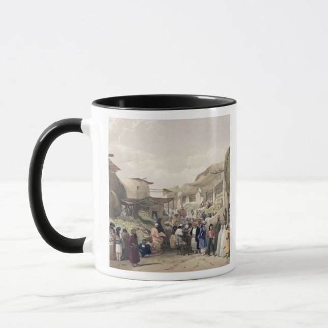 Caneca A rua principal no bazar em Caubul, no franco (Esquerda)