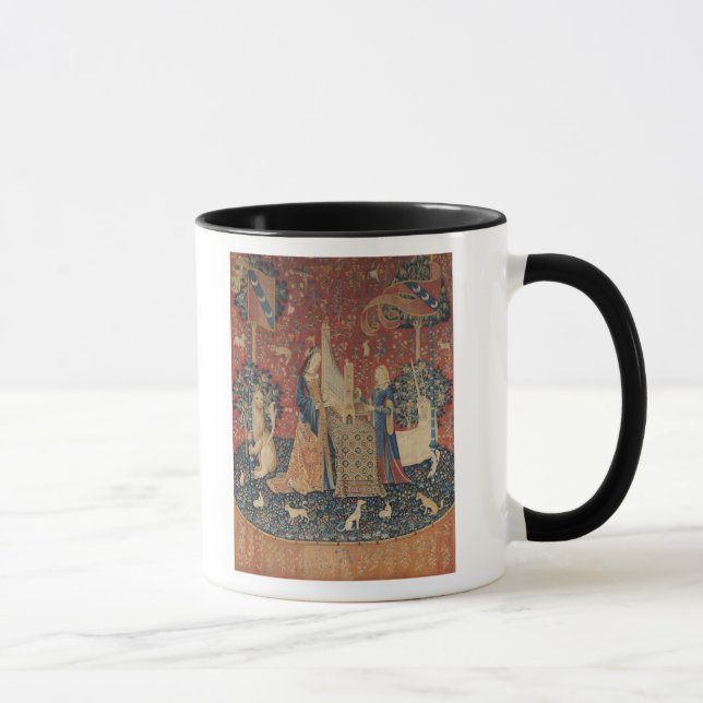 Caneca A senhora e o unicórnio: 'Hearing (Direita)