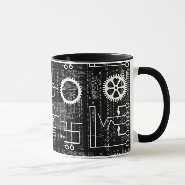 Caneca A tecnologia das engrenagens abundante inspirou a (Direita)