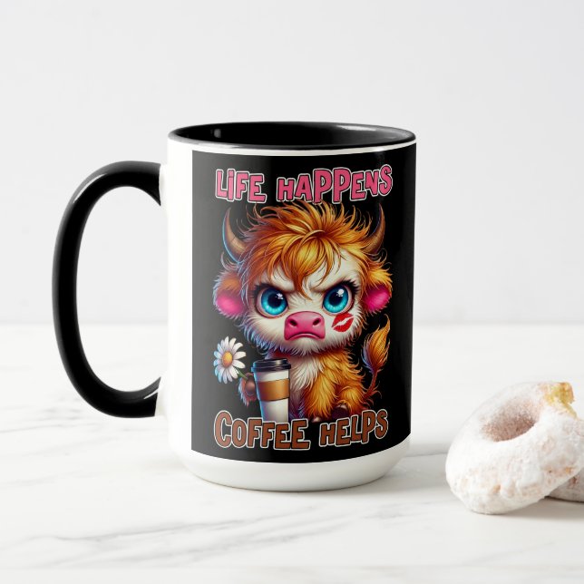 Caneca A Vida Acontece Café Ajuda  (Com Donut)