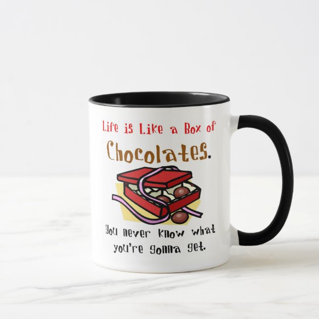 Caneca A vida é como uma caixa dos chocolates. (Direita)