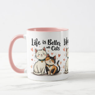 Caneca A vida é melhor com a estética gata-gata