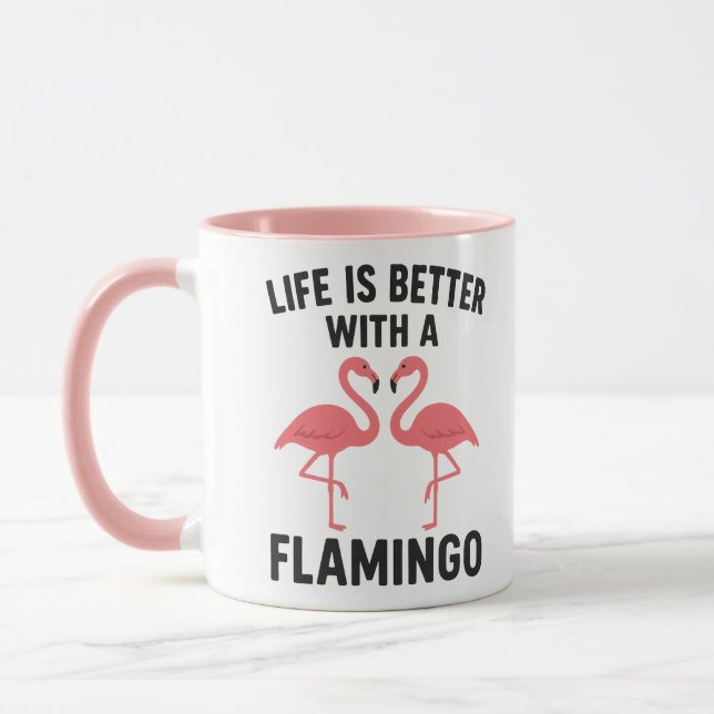 Caneca a vida é melhor com flamingo (Esquerda)
