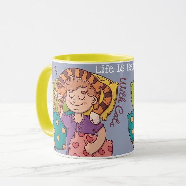 Caneca A Vida É Melhor Com Gatos (Frente Esquerda)