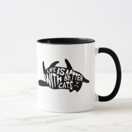 Caneca A vida é melhor com os gatos | Tipografia de gatos