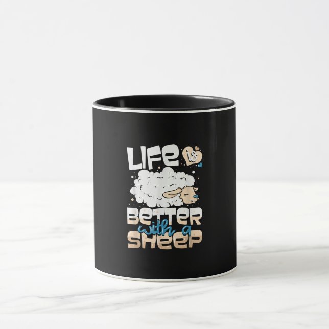 Caneca A Vida É Melhor Com Uma Ovelha | Presente para cri (Centro)