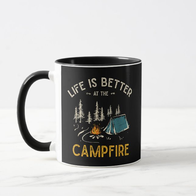 Caneca A Vida É Melhor No Acampamento Divertido Caçamba (Esquerda)