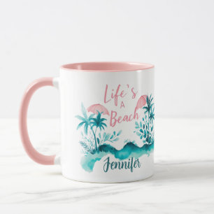 Caneca A vida é uma personalização de uma citação de surf