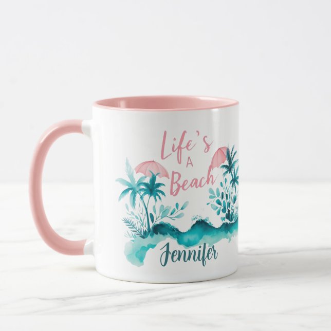Caneca A vida é uma personalização de uma citação de surf (Esquerda)