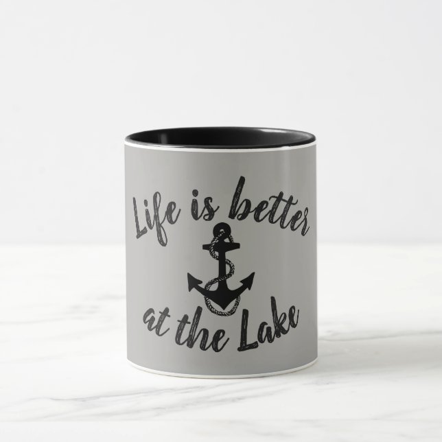 Caneca A VIDA Náutica É MELHOR NO LAGO e ancorar (Centro)
