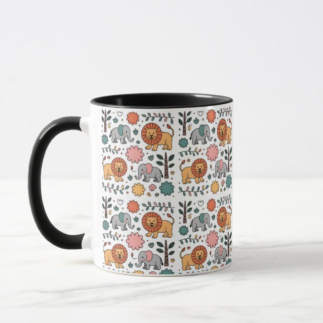 Caneca A white ceramic mug with a black handle  (Esquerda)