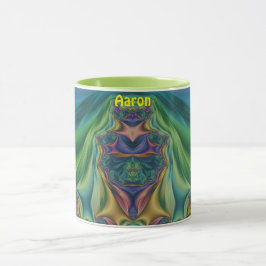 Caneca AARON ~ Zany 3D Fractal ~ Púrpura Púrpura Amarelo 