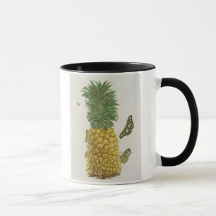 Caneca Abacaxi com lagarta e borboletas (mão-c