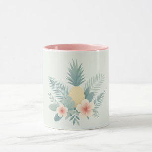 Caneca Abacaxi floral e havaiano