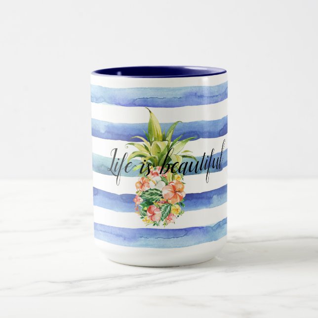 Caneca Abacaxi Tropical de Strike White Azul (Centro)