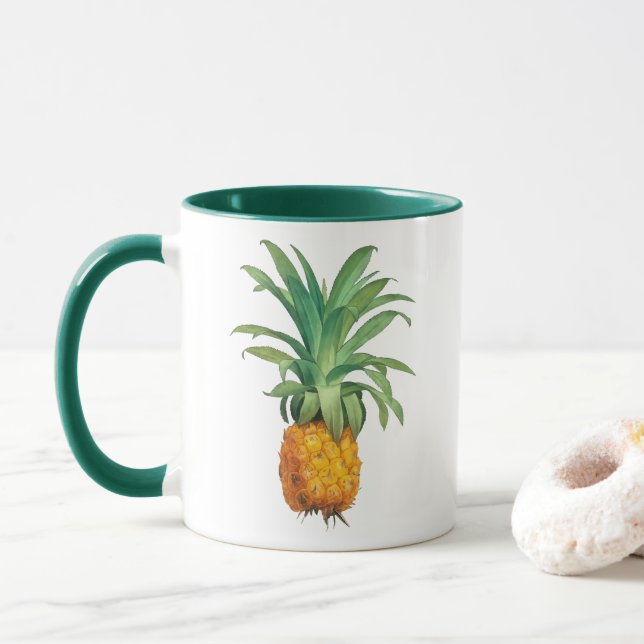 Caneca Abacaxi Verde Amarelo (Com Donut)