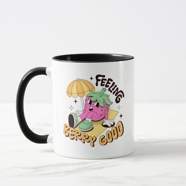 Caneca Abandonando Berry Boa Positividade Retro Design Mu (Esquerda)