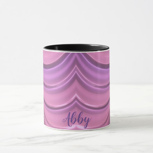 Caneca ABBY ~ GLOSSY 3D Zany Rosa Maut Fractal ~ Mug (Centro)
