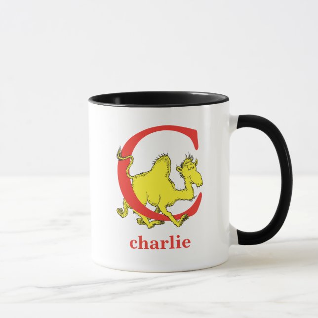 Caneca ABC do Dr. Seuss: Letra C - Vermelho | Adicione se (Direita)