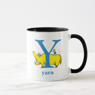 Caneca ABC do Dr. Seuss: Letra Y - Azul Adicione seu no