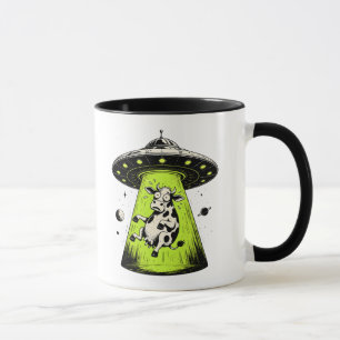 Caneca Abdução de Vaca Alienígena Weirdcore Surreal