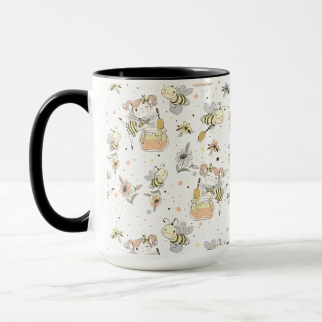Caneca Abejas Melíferas, Hadas y Abejas Bebés en Patrón C (Esquerda)