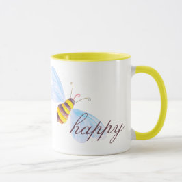 Caneca Abelha-branca, verde-amarela ou texto personalizad
