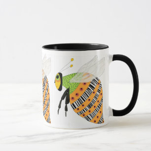 Caneca Abelha do código de barras de três abelhas