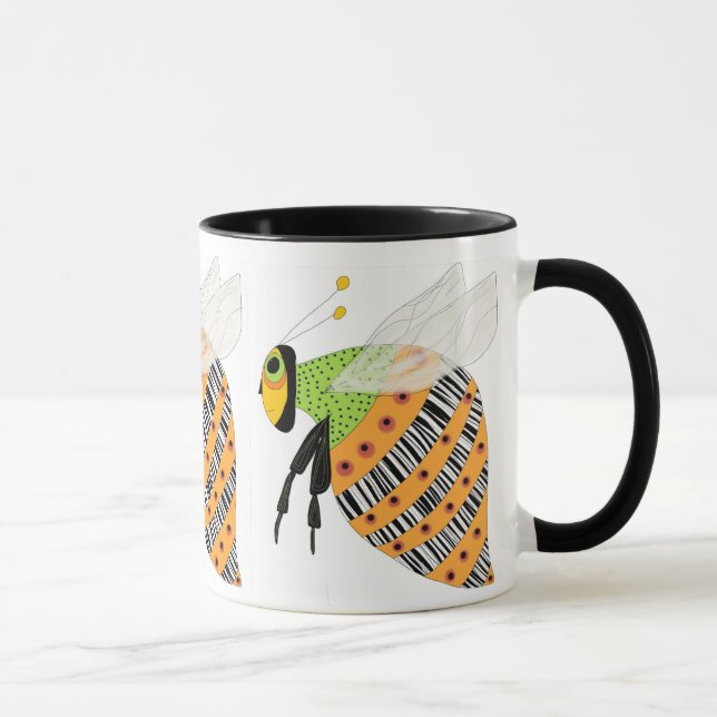 Caneca Abelha do código de barras de três abelhas (Direita)
