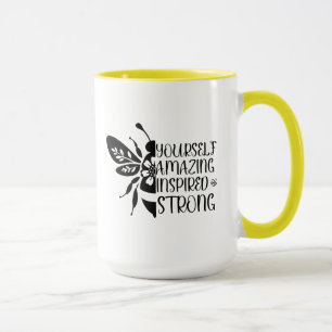 Caneca abelha positiva moção cerâmica 15oz mug