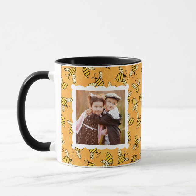Caneca Abelhas Amarelas com Citação de Foto Mãe (Esquerda)