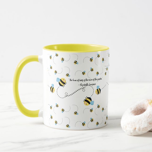 Caneca Abelhas, Café Mug, Taça, Tea Mug, Amarelo, (Com Donut)