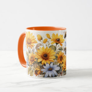 Caneca Abelhas De Girassol Cuta De Cana