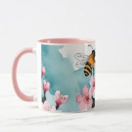 Caneca Abelhas e Foguetes Rosa com Céu Azul