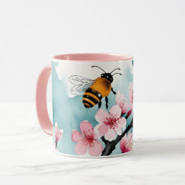 Caneca Abelhas e Foguetes Rosa com Céu Azul