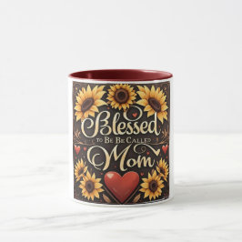 Caneca Abençoada Mãe Girassóis Dia de as mães