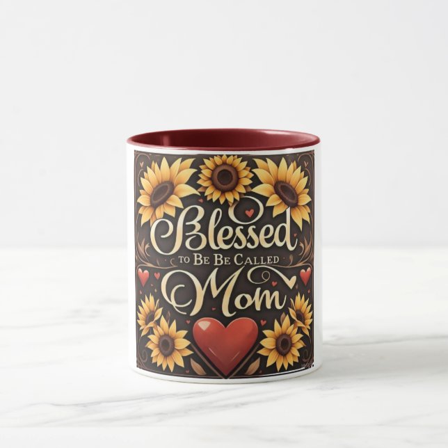 Caneca Abençoada Mãe Girassóis Dia de as mães (Centro)