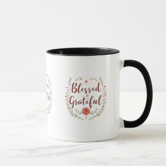 Caneca Abençoado e grato - Mug Inspiracional Cristão
