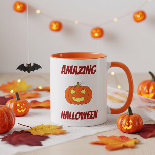 Caneca Abóbora Assustadora Fofa Personalizada de Hallowee